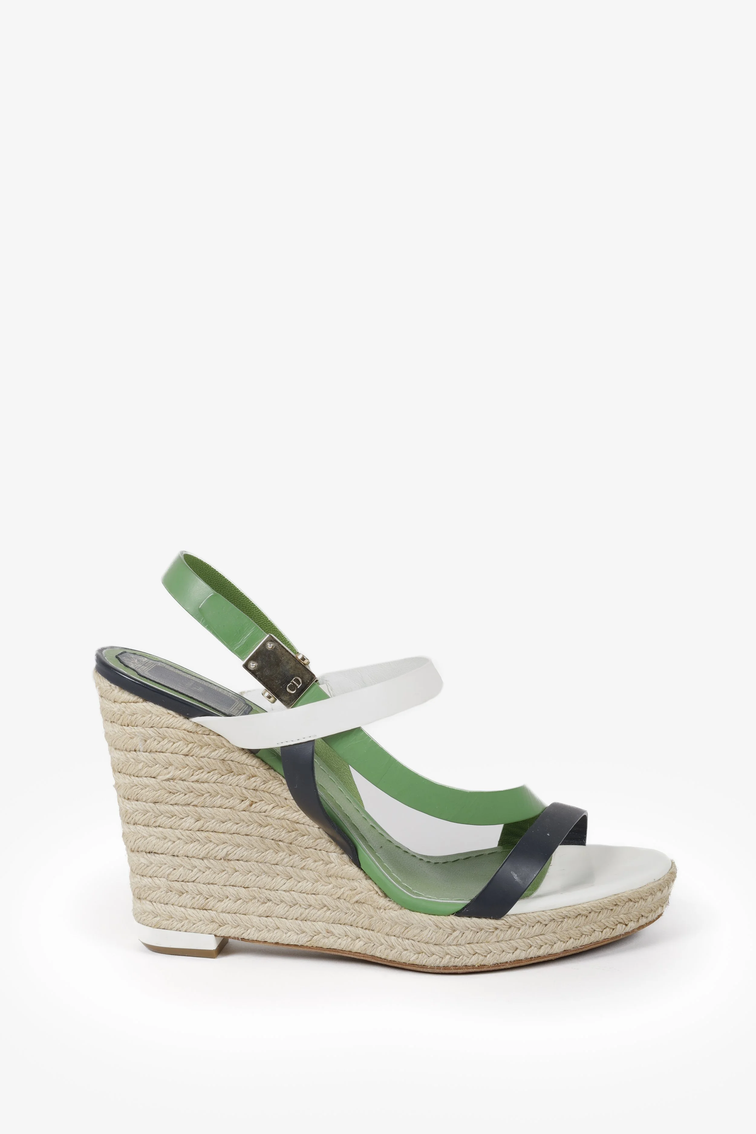 Christian Dior Wedge Green and White Sandals BLOGGER